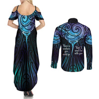 Aotearoa Maori Te Whai Rahi Couples Matching Summer Maxi Dress and Long Sleeve Button Shirt Tala - Nowhere You Could Go That I Won't Be With You LT7 - Polynesian Pride