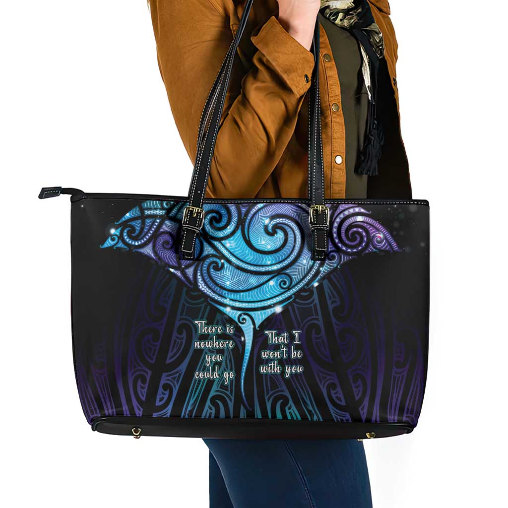 Aotearoa Maori Te Whai Rahi Leather Tote Bag Tala - Nowhere You Could Go That I Won't Be With You - Polynesian Pride