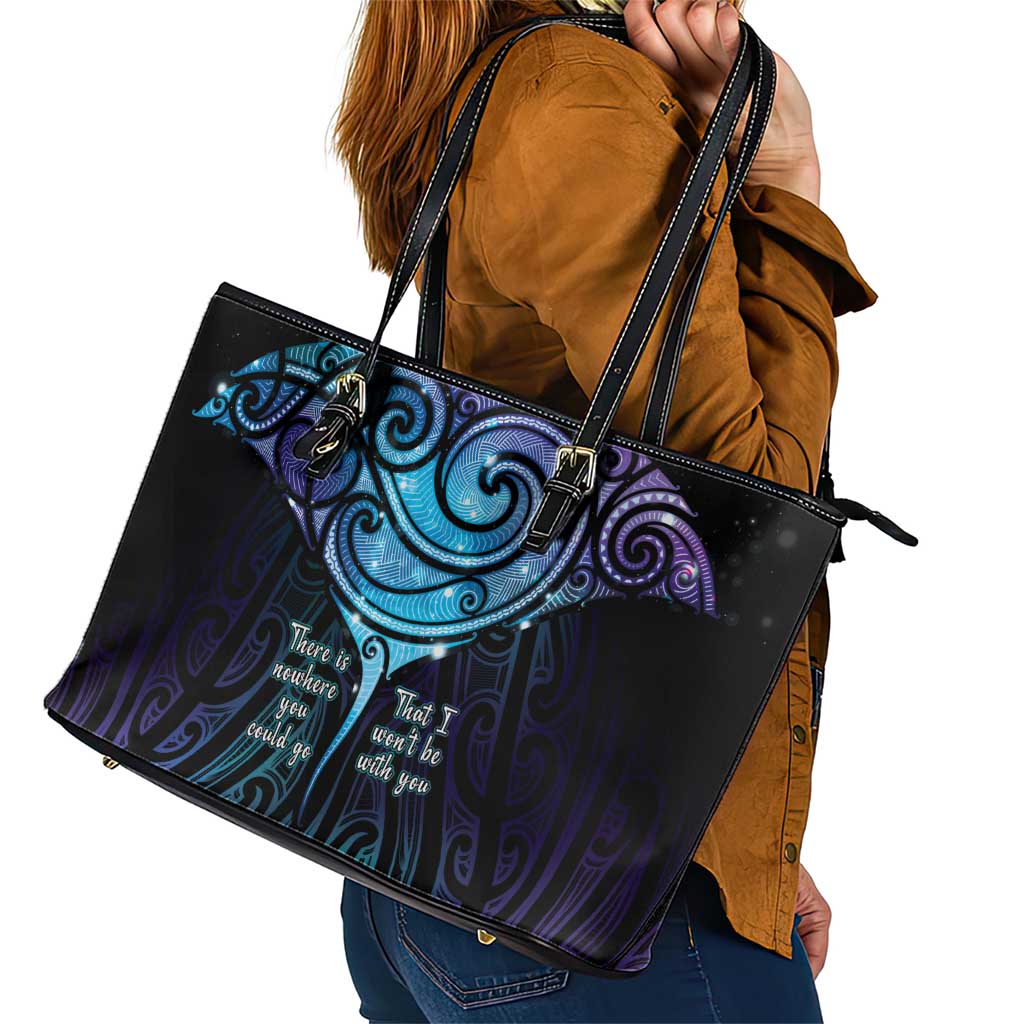 Aotearoa Maori Te Whai Rahi Leather Tote Bag Tala - Nowhere You Could Go That I Won't Be With You - Polynesian Pride