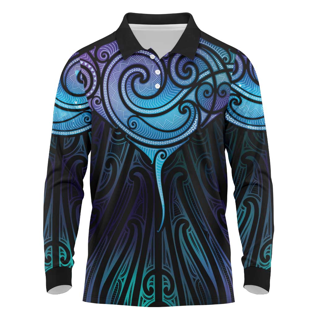 Aotearoa Maori Te Whai Rahi Long Sleeve Polo Shirt Tala - Nowhere You Could Go That I Won't Be With You - Polynesian Pride
