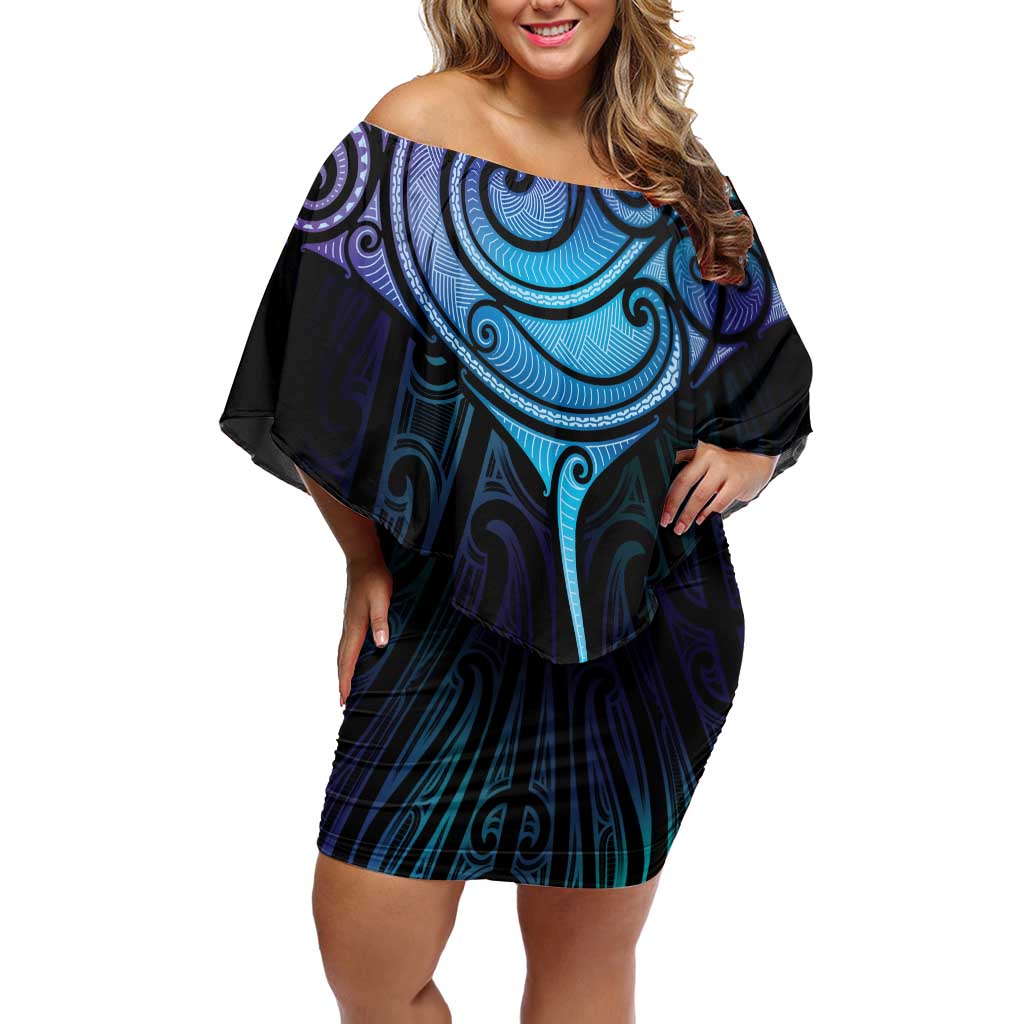 Aotearoa Maori Te Whai Rahi Off Shoulder Short Dress Tala - Nowhere You Could Go That I Won't Be With You - Polynesian Pride