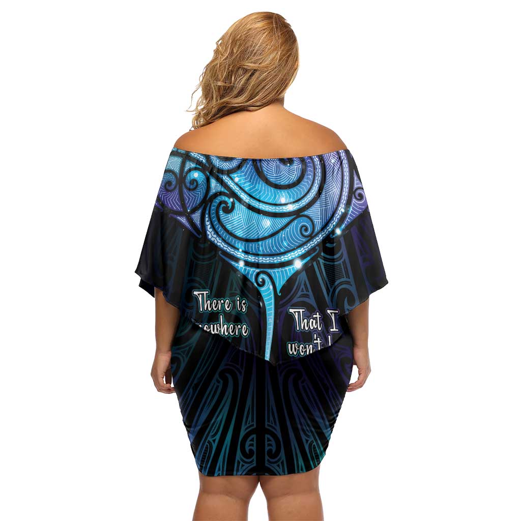 Aotearoa Maori Te Whai Rahi Off Shoulder Short Dress Tala - Nowhere You Could Go That I Won't Be With You - Polynesian Pride