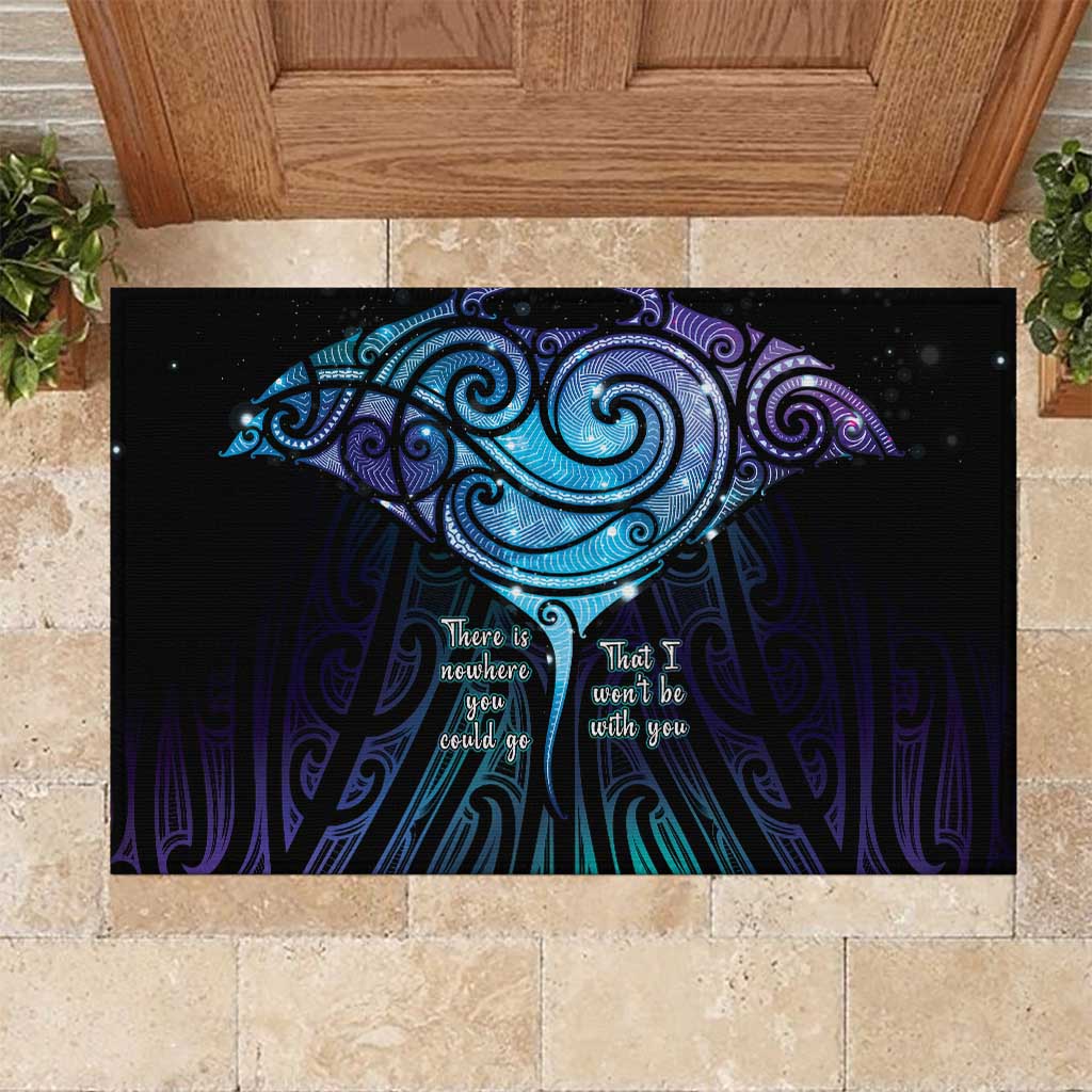 Aotearoa Maori Te Whai Rahi Rubber Doormat Tala - Nowhere You Could Go That I Won't Be With You LT7 Teal Purple - Polynesian Pride