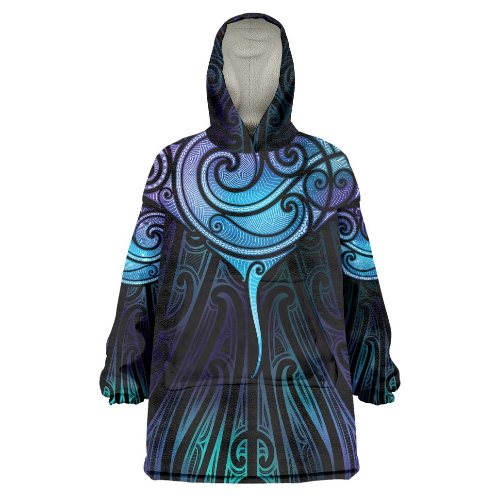 Aotearoa Maori Te Whai Rahi Wearable Blanket Hoodie Tala - Nowhere You Could Go That I Won't Be With You LT7 One Size Teal Purple - Polynesian Pride