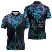 Aotearoa Maori Te Whai Rahi Zipper Polo Shirt Tala - Nowhere You Could Go That I Won't Be With You - Polynesian Pride