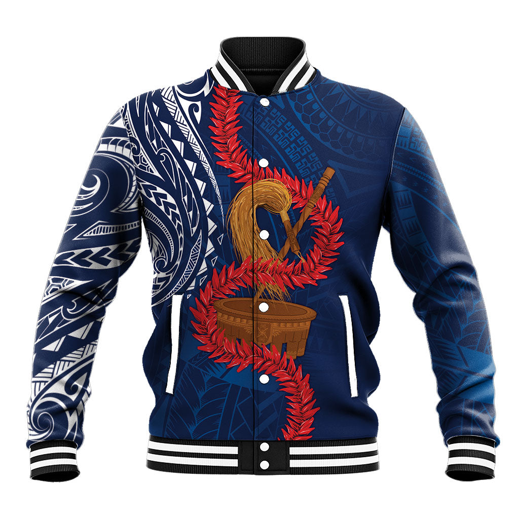 Talofa Samoa Tanoa Fue Mix Ulafala Baseball Jacket LT7 Unisex Navy Blue - Polynesian Pride