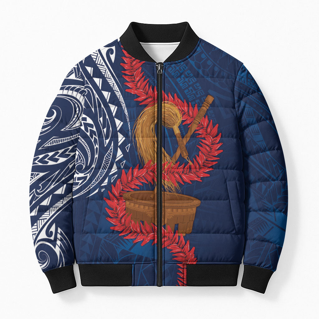 Talofa Samoa Tanoa Fue Mix Ulafala Bomber Puffer Jacket LT7 Unisex Navy Blue - Polynesian Pride