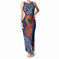 Talofa Samoa Tanoa Fue Mix Ulafala Tank Maxi Dress LT7 Women Navy Blue - Polynesian Pride