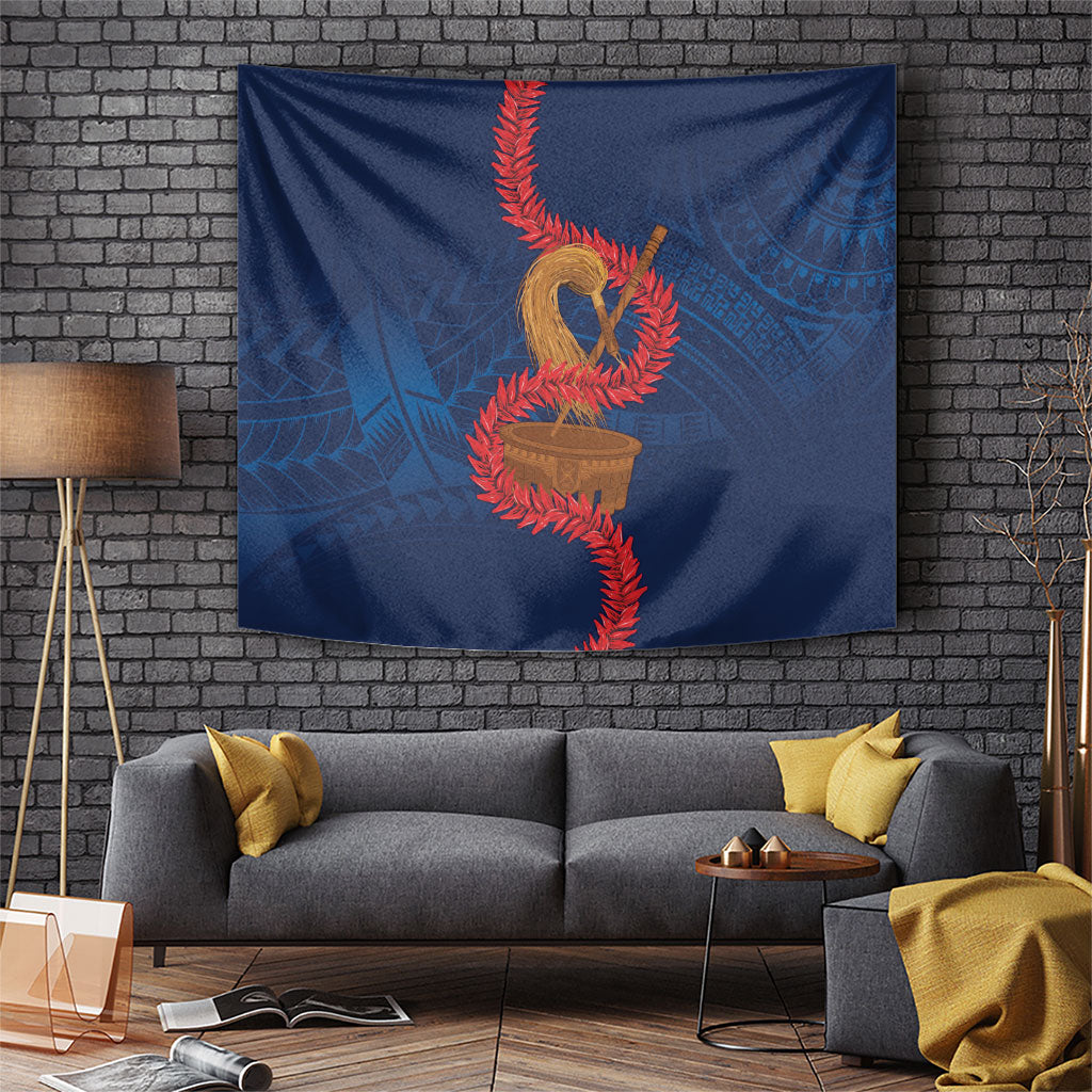 Talofa Samoa Tanoa Fue Mix Ulafala Tapestry LT7 Navy Blue - Polynesian Pride