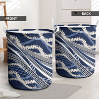 Polynesian Puakeniken Pikake Twisted Lei Laundry Basket Navy Blue - Polynesian Pride