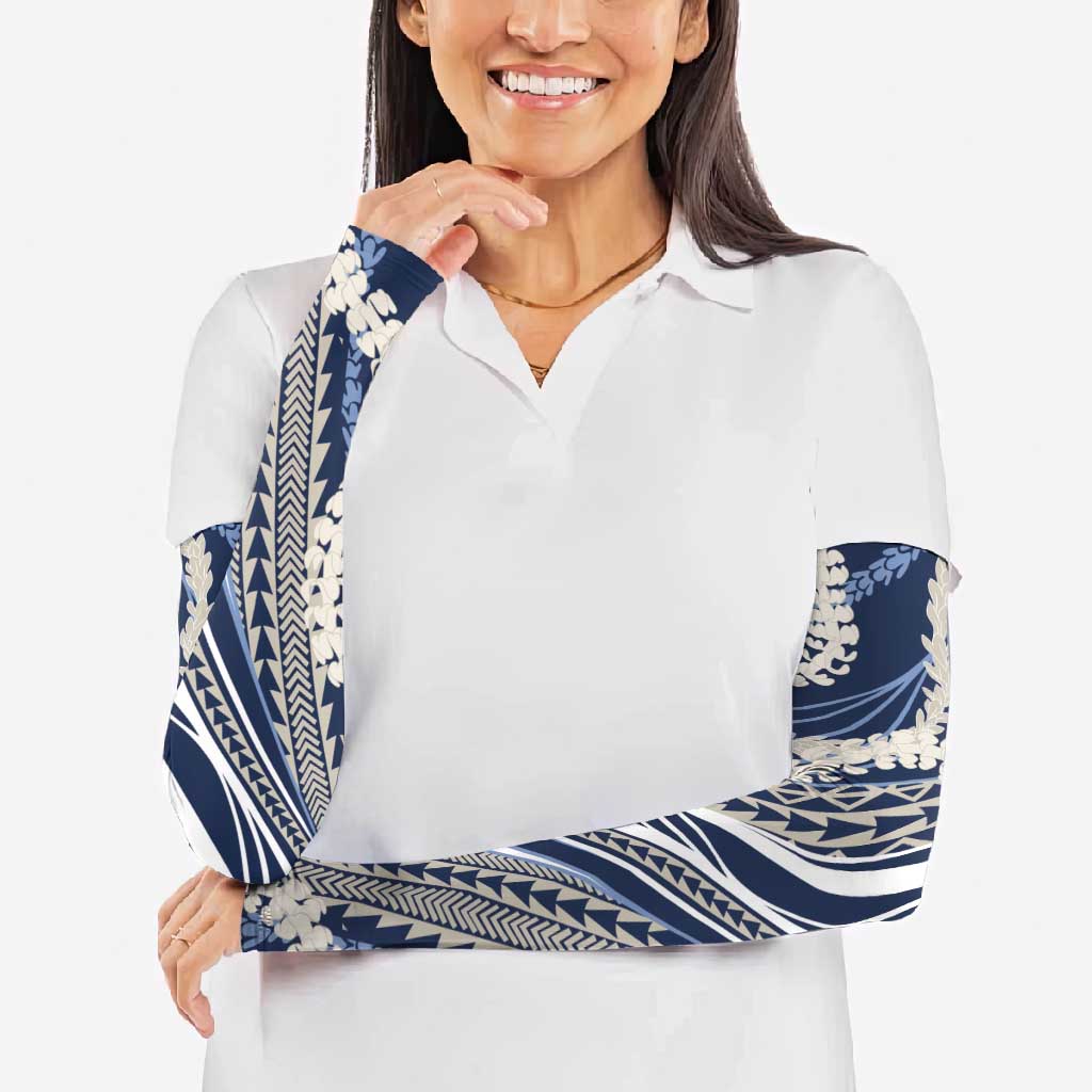 Polynesian Puakeniken Pikake Twisted Lei Arm Sleeves Navy Blue - Polynesian Pride