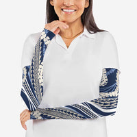 Polynesian Puakeniken Pikake Twisted Lei Arm Sleeves Navy Blue - Polynesian Pride
