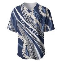 Polynesian Puakeniken Pikake Twisted Lei Baseball Jersey Navy Blue - Polynesian Pride