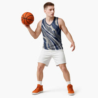 Polynesian Puakeniken Pikake Twisted Lei Basketball Jersey Navy Blue - Polynesian Pride