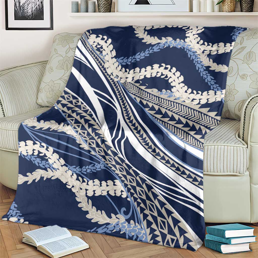 Polynesian Puakeniken Pikake Twisted Lei Blanket Navy Blue - Polynesian Pride