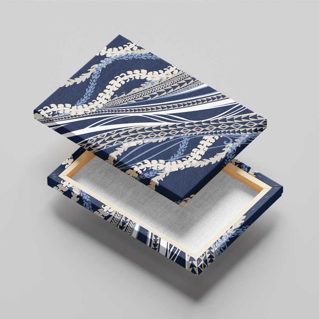 Polynesian Puakeniken Pikake Twisted Lei Canvas Wall Art Navy Blue - Polynesian Pride
