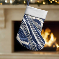 Polynesian Puakeniken Pikake Twisted Lei Christmas Stocking Navy Blue - Polynesian Pride