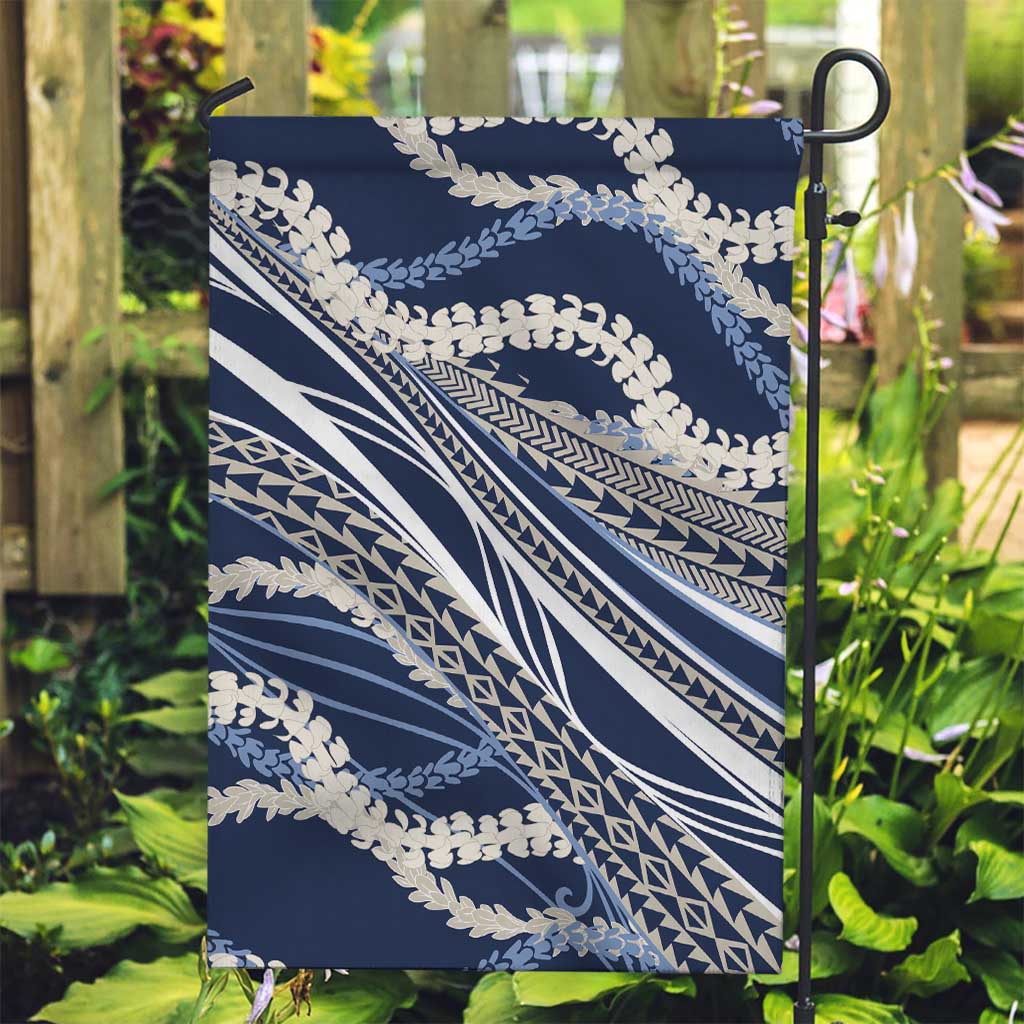Polynesian Puakeniken Pikake Twisted Lei Garden Flag Navy Blue - Polynesian Pride