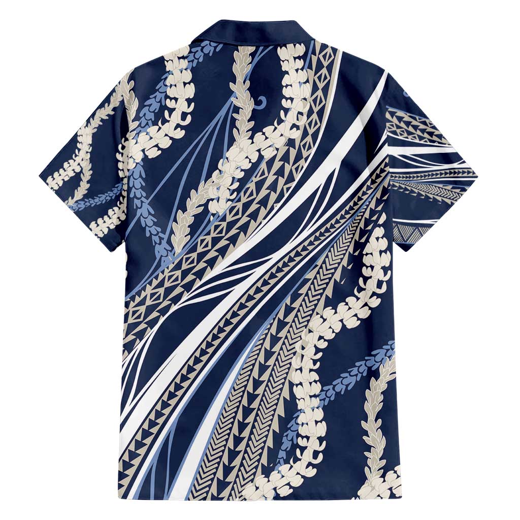 Polynesian Puakeniken Pikake Twisted Lei Hawaiian Shirt Navy Blue - Polynesian Pride