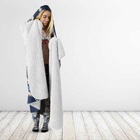 Polynesian Puakeniken Pikake Twisted Lei Hooded Blanket Navy Blue - Polynesian Pride