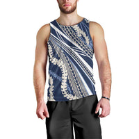 Polynesian Puakeniken Pikake Twisted Lei Men Tank Top Navy Blue - Polynesian Pride
