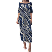 Polynesian Puakeniken Pikake Twisted Lei Puletasi Navy Blue - Polynesian Pride