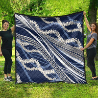 Polynesian Puakeniken Pikake Twisted Lei Quilt Navy Blue - Polynesian Pride