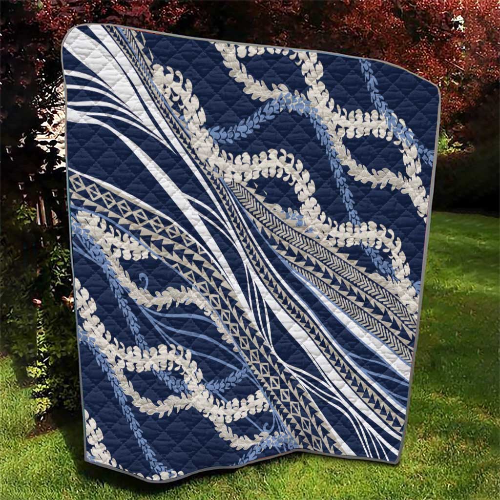 Polynesian Puakeniken Pikake Twisted Lei Quilt Navy Blue - Polynesian Pride