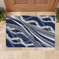 Polynesian Puakeniken Pikake Twisted Lei Rubber Doormat Navy Blue - Polynesian Pride
