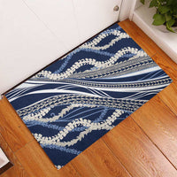 Polynesian Puakeniken Pikake Twisted Lei Rubber Doormat Navy Blue - Polynesian Pride