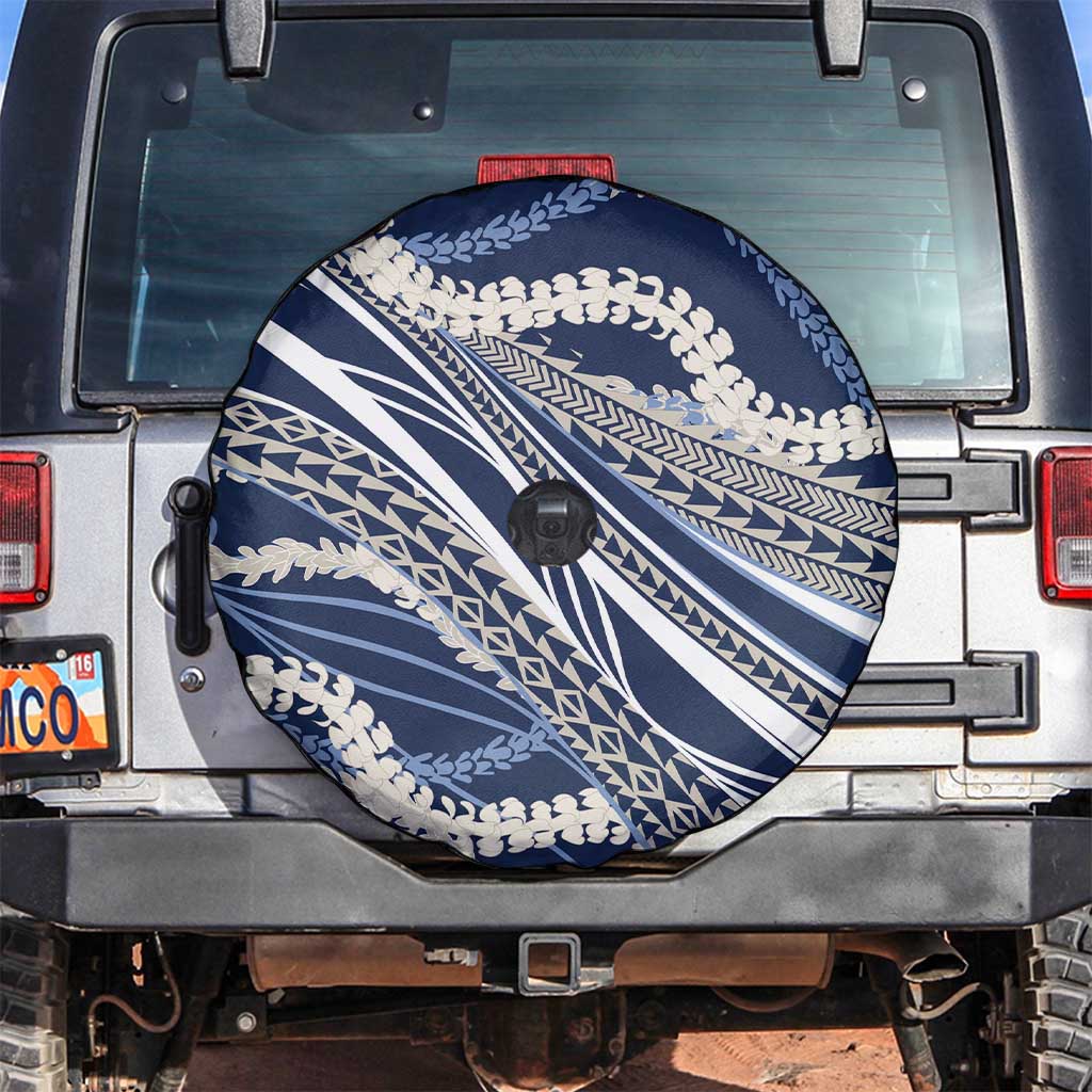 Polynesian Puakeniken Pikake Twisted Lei Spare Tire Cover Navy Blue - Polynesian Pride