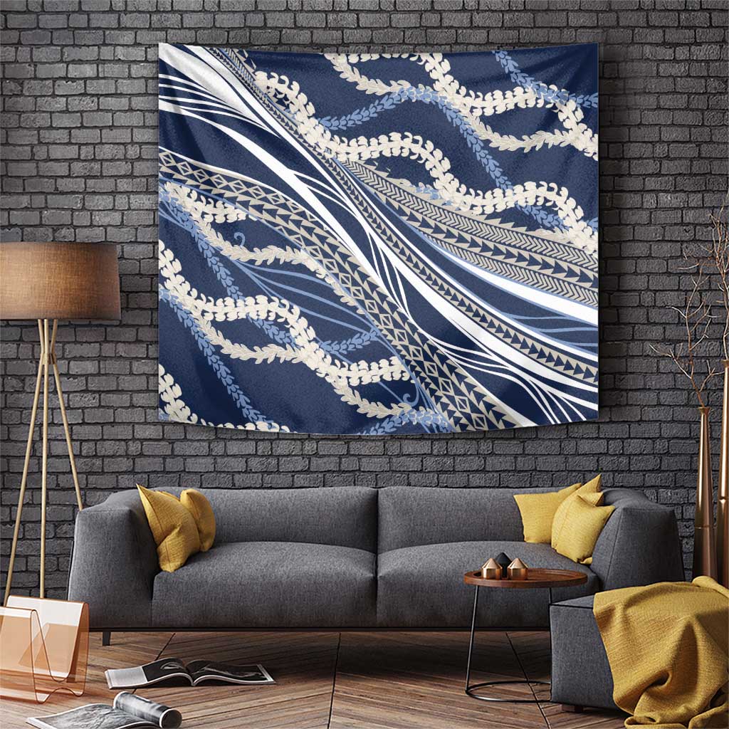 Polynesian Puakeniken Pikake Twisted Lei Tapestry Navy Blue - Polynesian Pride