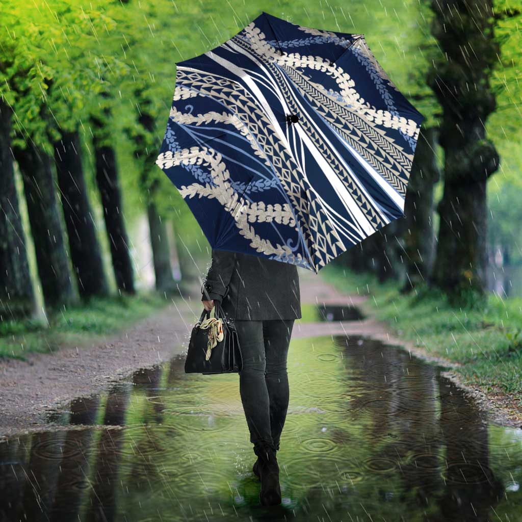 Polynesian Puakeniken Pikake Twisted Lei Umbrella Navy Blue - Polynesian Pride