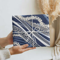 Polynesian Puakeniken Pikake Twisted Lei Wrapping Paper Navy Blue
