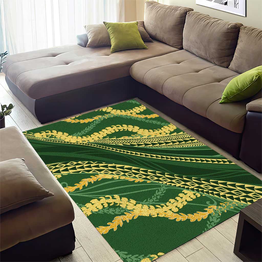 Polynesian Puakeniken Pikake Twisted Lei Area Rug Emerald - Polynesian Pride