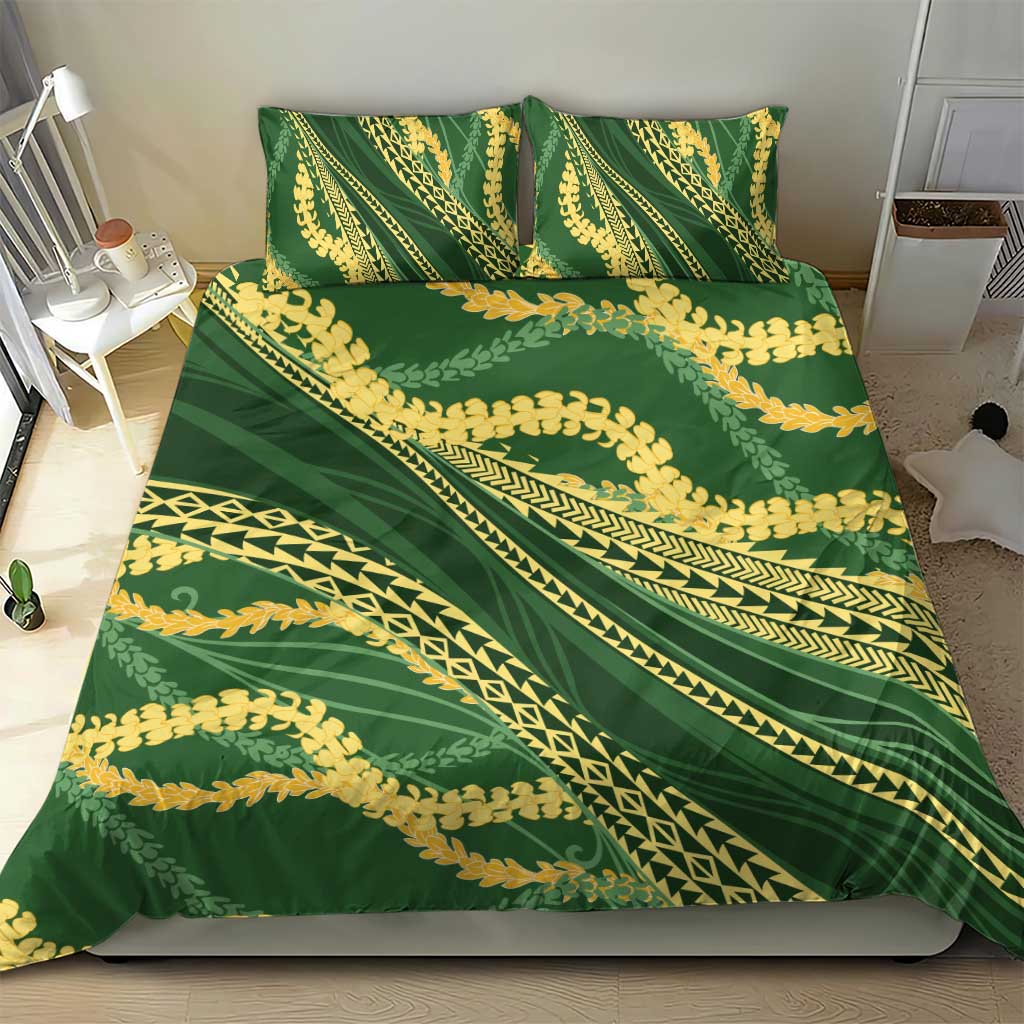 Polynesian Puakeniken Pikake Twisted Lei Bedding Set Emerald - Polynesian Pride