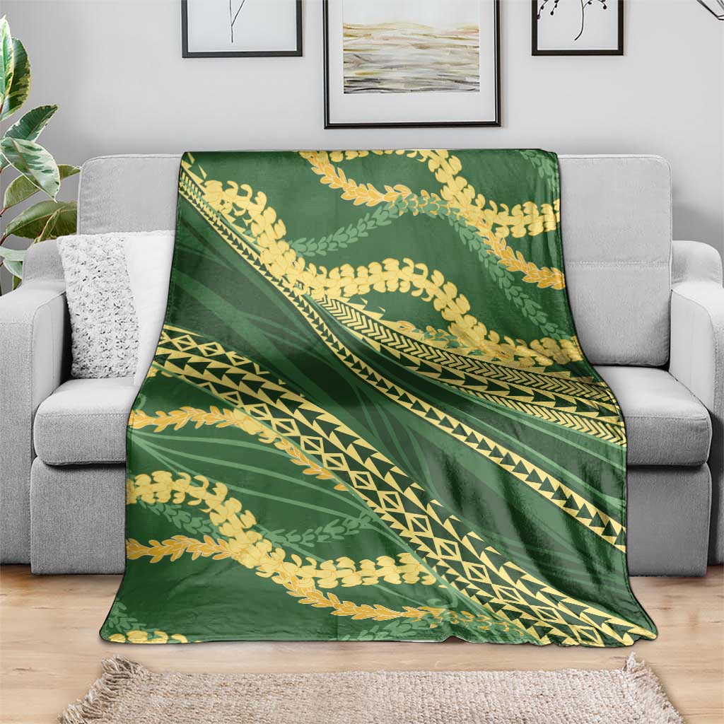 Polynesian Puakeniken Pikake Twisted Lei Blanket Emerald - Polynesian Pride