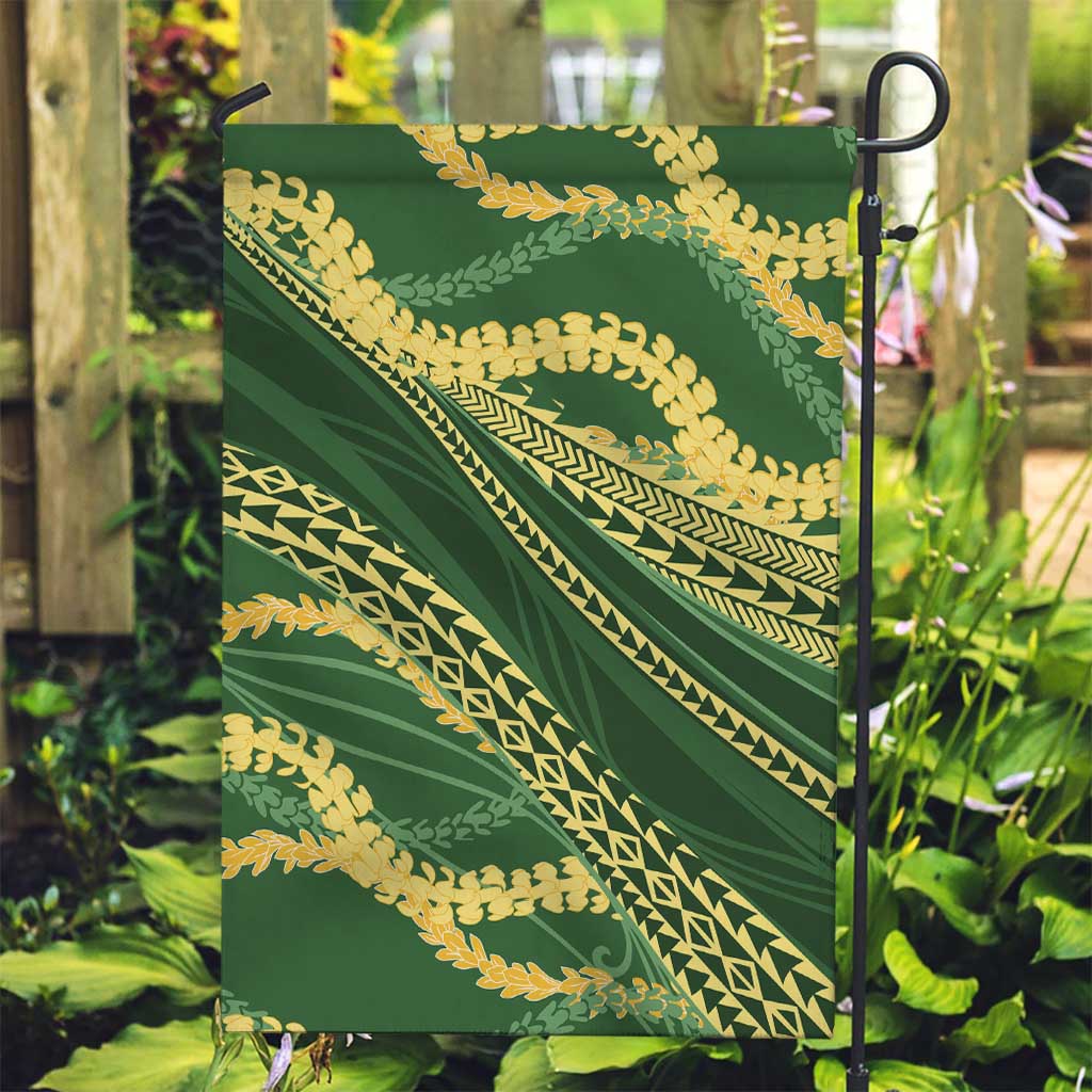 Polynesian Puakeniken Pikake Twisted Lei Garden Flag Emerald - Polynesian Pride