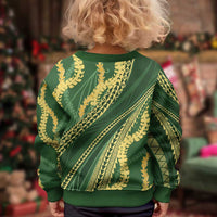 Polynesian Puakeniken Pikake Twisted Lei Kid Ugly Christmas Sweater Emerald - Polynesian Pride