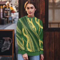 Polynesian Puakeniken Pikake Twisted Lei Ugly Christmas Sweater Emerald - Polynesian Pride