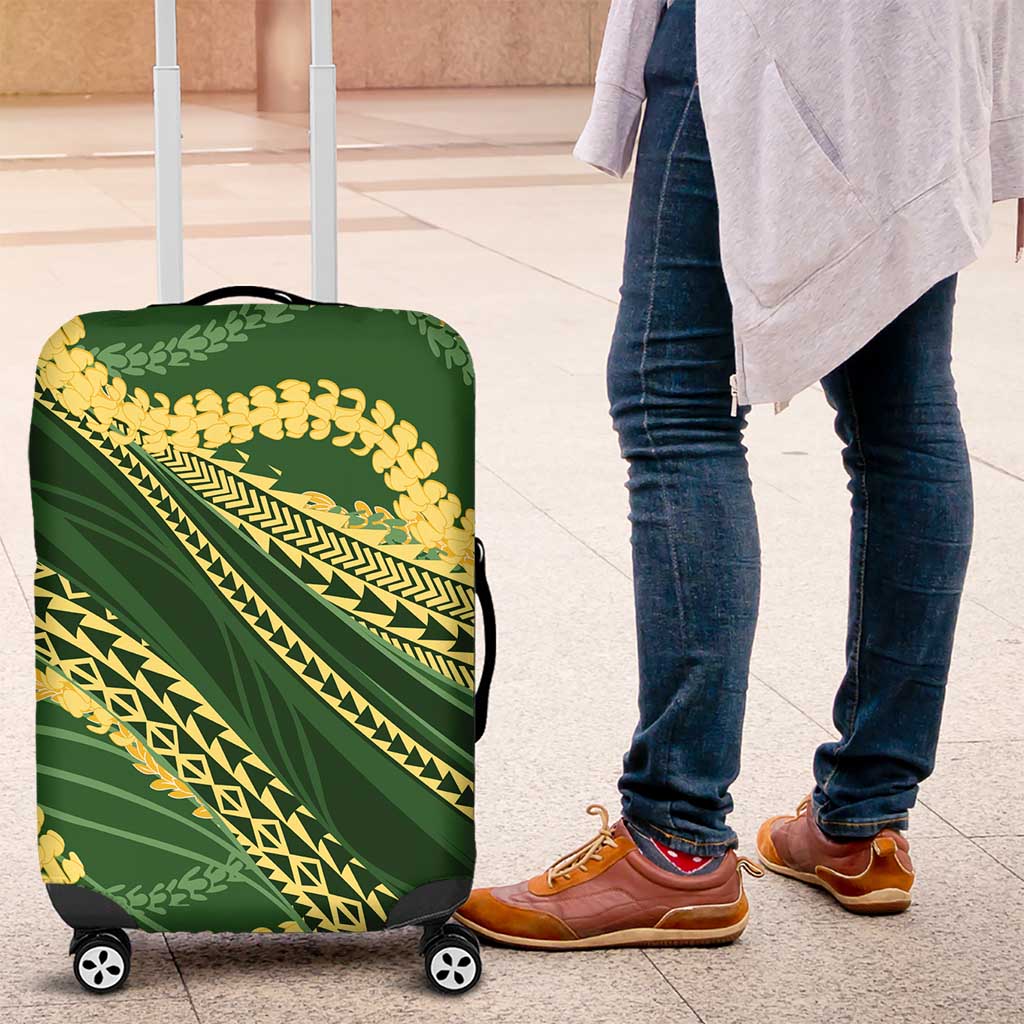 Polynesian Puakeniken Pikake Twisted Lei Luggage Cover Emerald - Polynesian Pride
