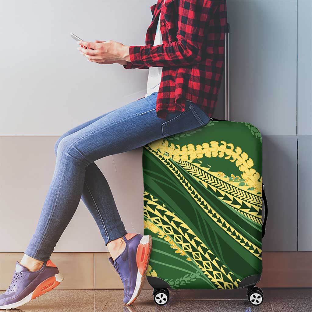 Polynesian Puakeniken Pikake Twisted Lei Luggage Cover Emerald - Polynesian Pride