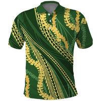 Polynesian Puakeniken Pikake Twisted Lei Polo Shirt Emerald - Polynesian Pride