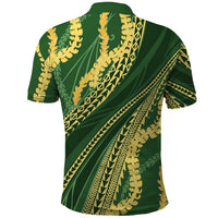 Polynesian Puakeniken Pikake Twisted Lei Polo Shirt Emerald - Polynesian Pride