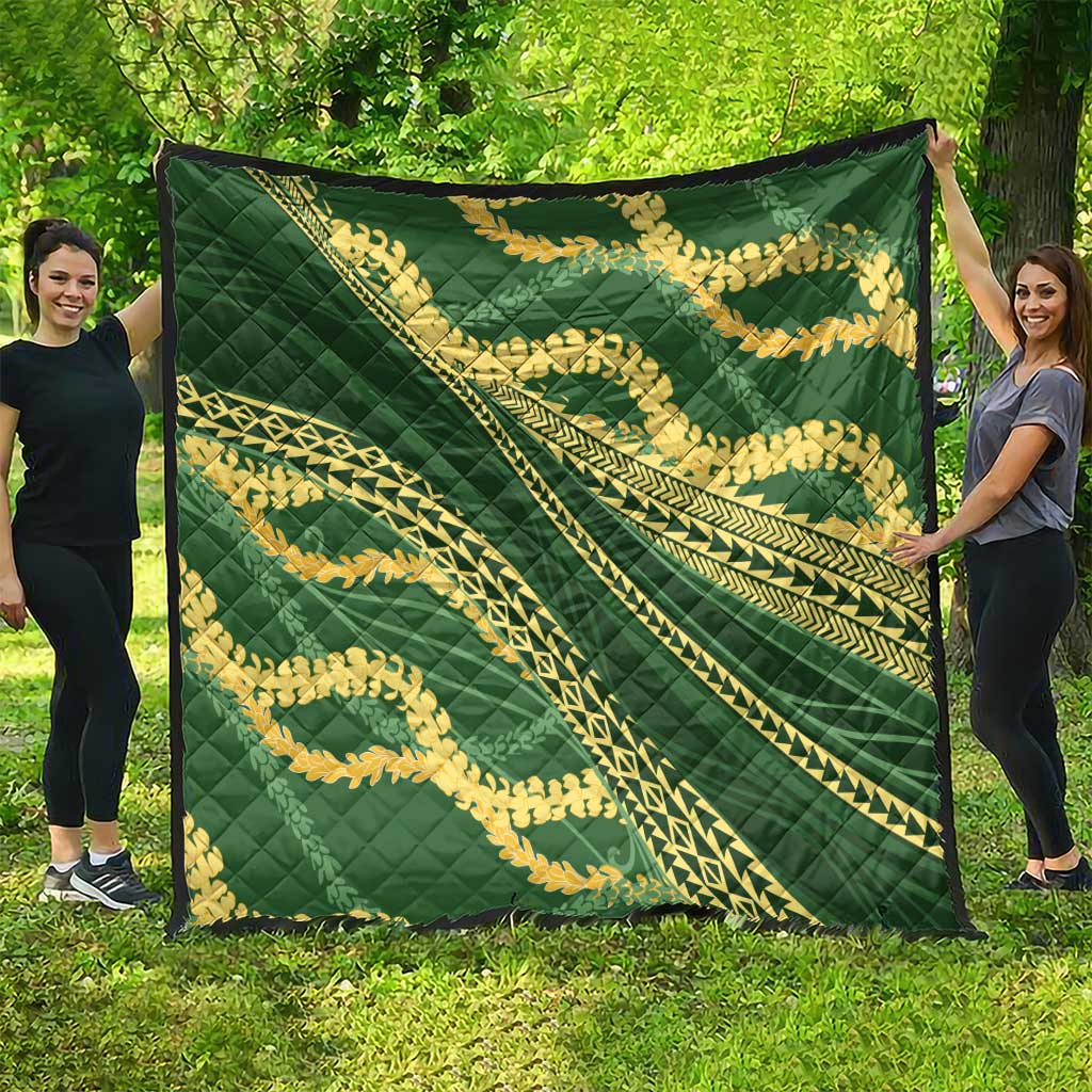 Polynesian Puakeniken Pikake Twisted Lei Quilt Emerald - Polynesian Pride