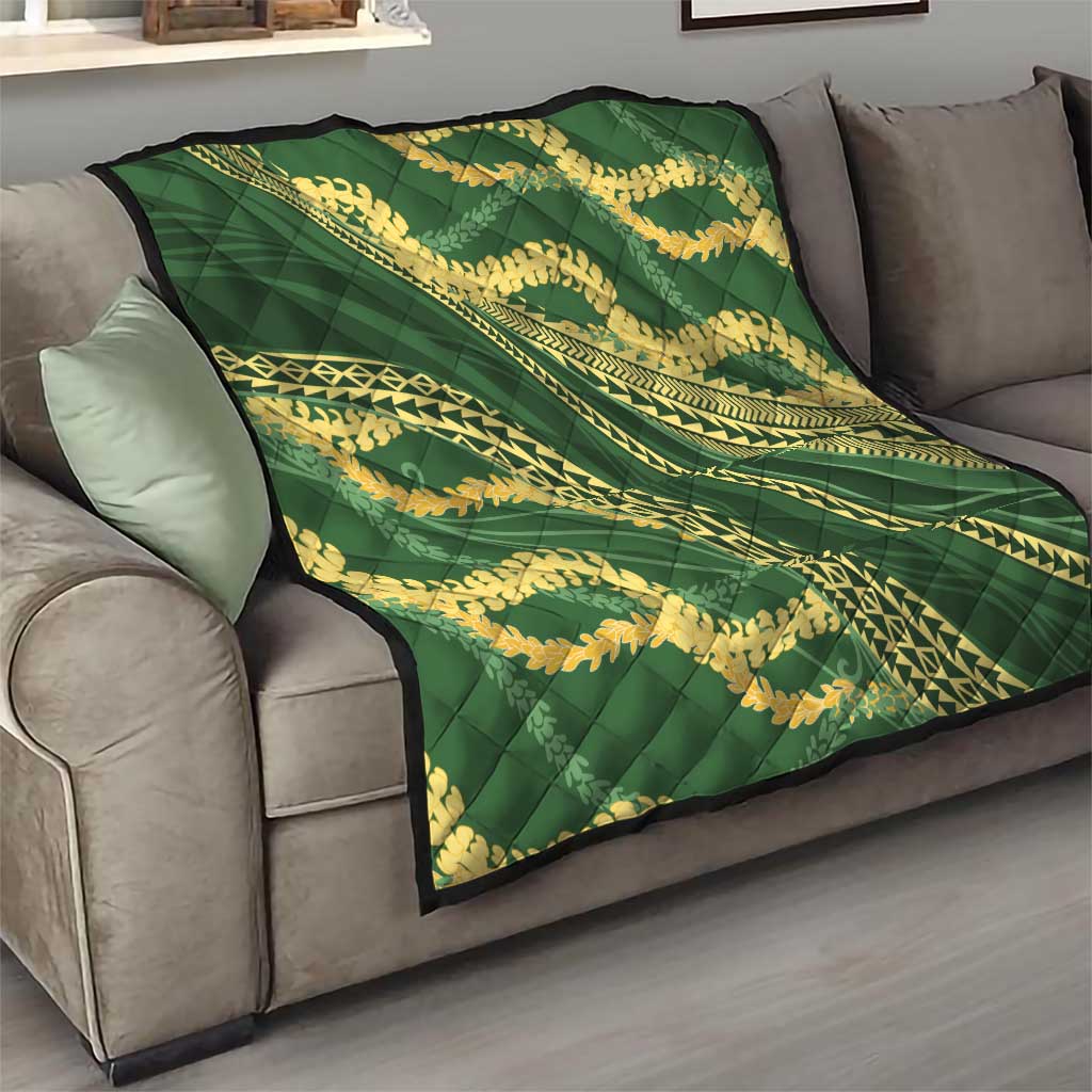 Polynesian Puakeniken Pikake Twisted Lei Quilt Emerald - Polynesian Pride
