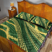 Polynesian Puakeniken Pikake Twisted Lei Quilt Bed Set Emerald - Polynesian Pride