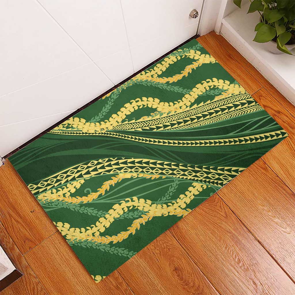 Polynesian Puakeniken Pikake Twisted Lei Rubber Doormat Emerald - Polynesian Pride