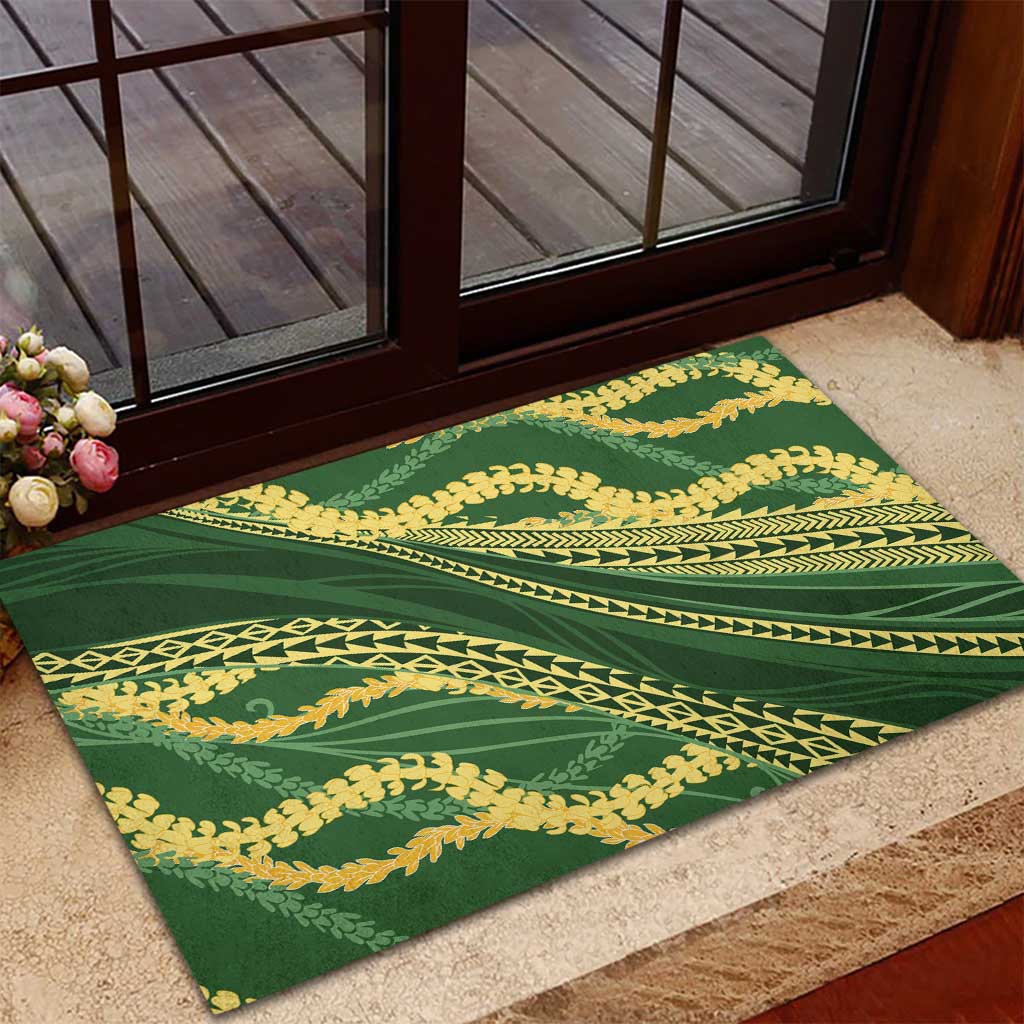 Polynesian Puakeniken Pikake Twisted Lei Rubber Doormat Emerald - Polynesian Pride