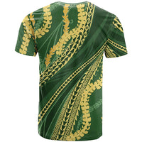 Polynesian Puakeniken Pikake Twisted Lei T Shirt Emerald - Polynesian Pride